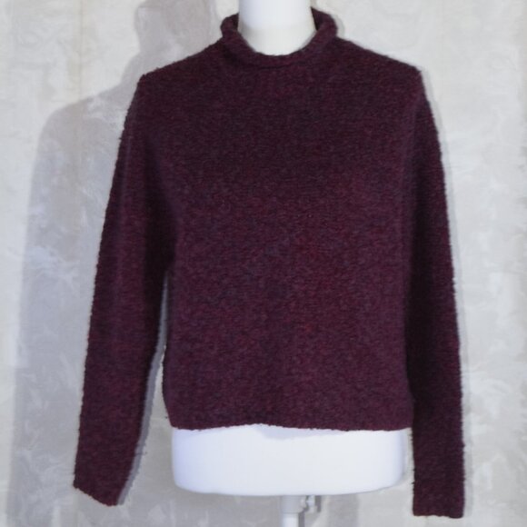 The Limited Women's S Small Maroon Bouclé Knit Mock Neck Sweater - Picture 1 of 5